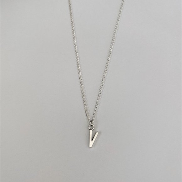 3 for $49 New Silver "V" Initial Necklace - Picture 3 of 4